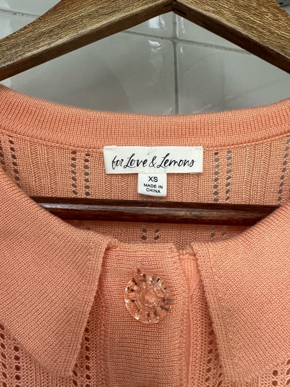 For Love & Lemons Peach Knit Peter Pan Collar Cardigan - Picture 2 of 2